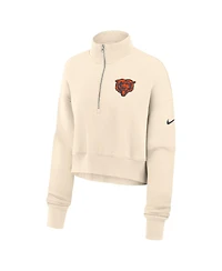 Nike Women's Cream Chicago Bears Legacy Phoenix Fleece Cropped Half-Zip Sweatshirt