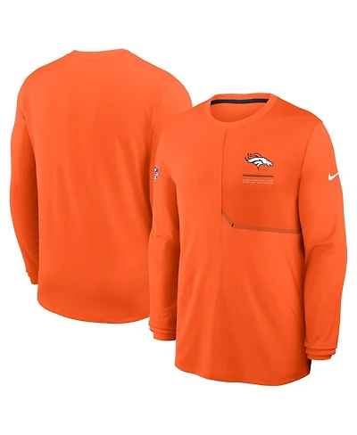 Nike Men's Orange Denver Broncos Sideline Coaches Uv Dri-fit Long Sleeve T-Shirt