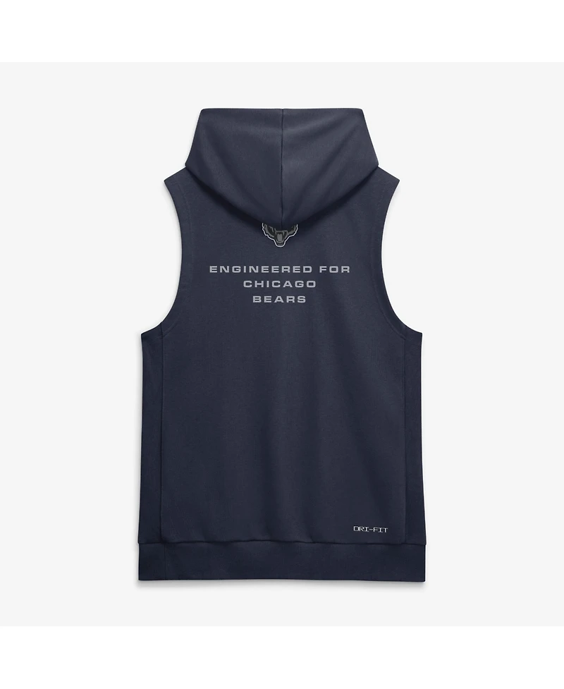 Nike Men's Navy Chicago Bears Sideline Standard Issue Dri-fit Sleeveless Hoodie