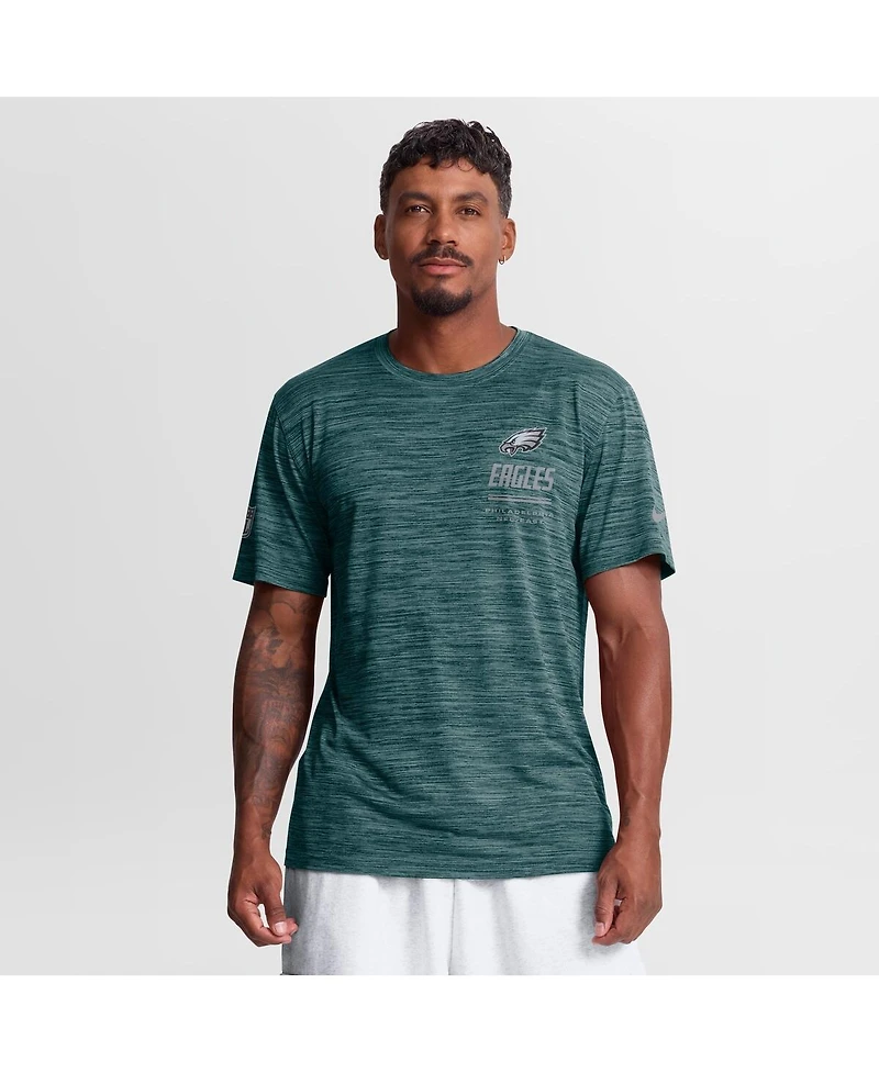 Nike Men's Midnight Green Philadelphia Eagles Sideline Double Covered Dri-fit Velocity T-Shirt