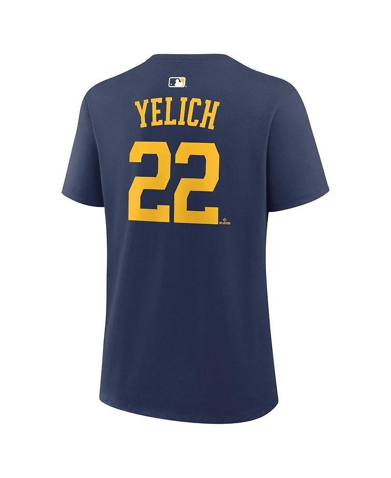 Nike Women's Christian Yelich Navy Milwaukee Brewers Name and Number T-Shirt