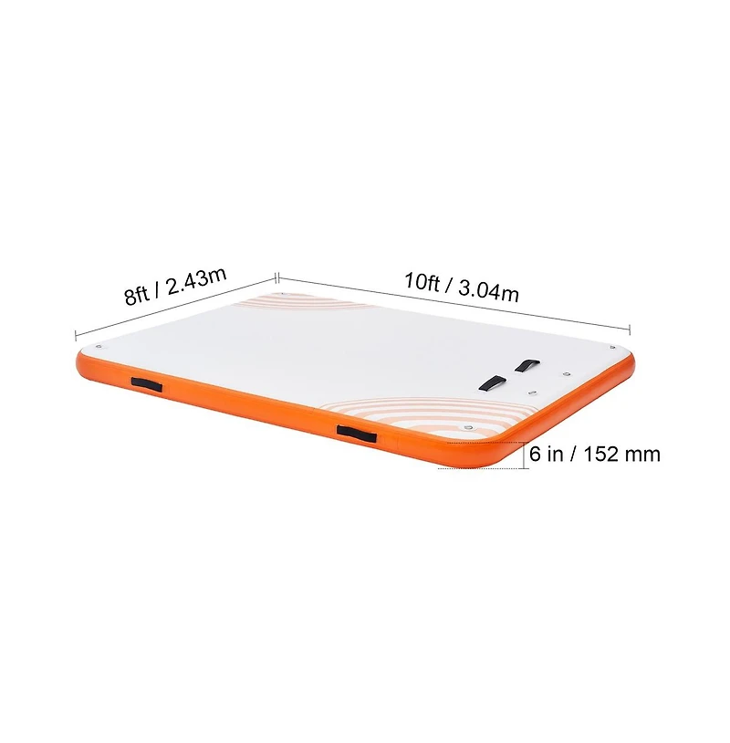 Sugift Inflatable Floating Dock 10x8 ft Non-Slip Pvc Water Mat with Ladder Carry Bag