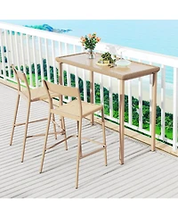 Sugift 3-Piece Patio Bar Table Set with High Table and 2 Armless Chairs