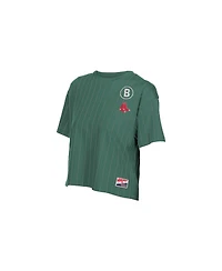 New Era Women's Green Boston Red Sox City Connect Throwback Meshback Pinstripe Boxy T-Shirt