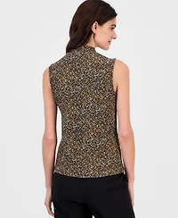 Anne Klein Women's Shirred Surplice Neck Sleeveless Top
