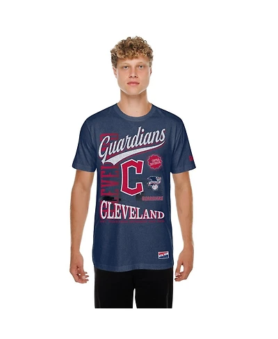 New Era Men's Navy Cleveland Guardians Oversized Throwback Distressed T-Shirt