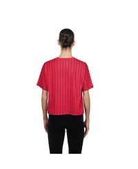 New Era Women's Red Philadelphia Phillies Throwback Meshback Pinstripe Boxy T-Shirt