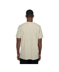 New Era Men's Cream York Yankees Throwback Meshback Pinstripe T-Shirt