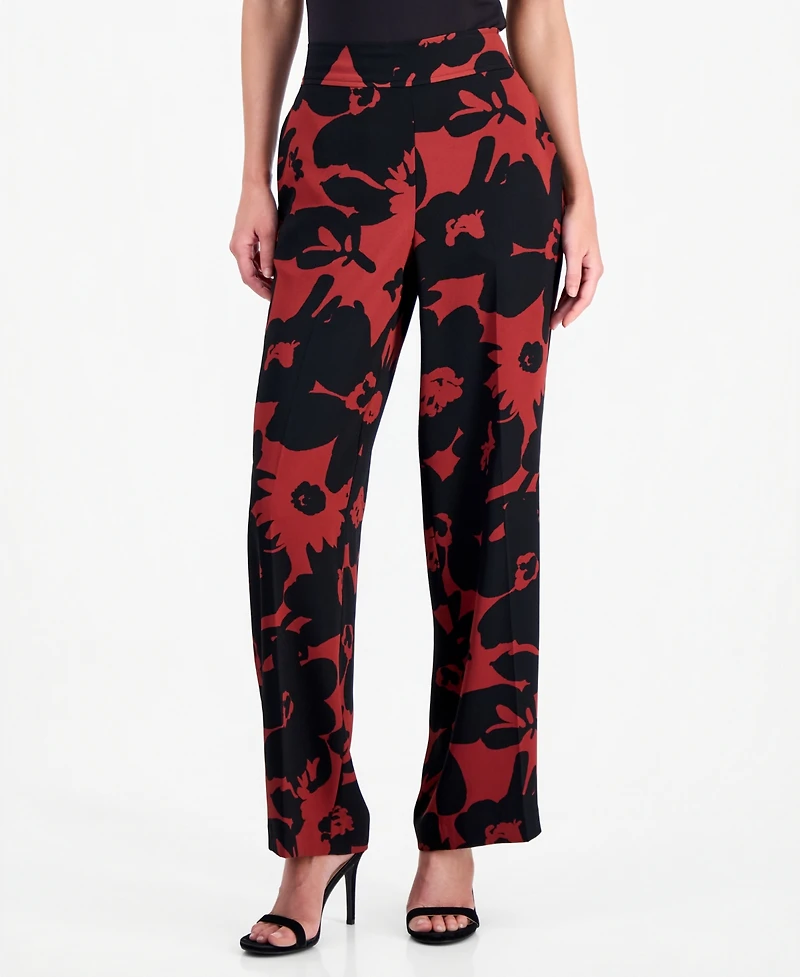 Anne Klein Women's Printed High Rise Pull-On Pants