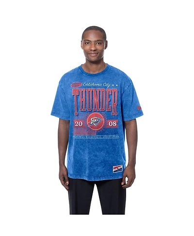 New Era Men's Blue Oklahoma City Thunder Oversized Throwback Collection Mineral Wash T-Shirt