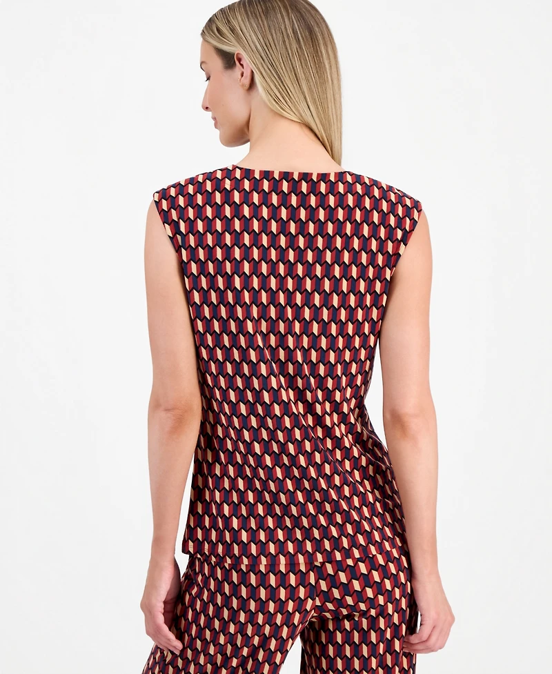 Anne Klein Women's Printed Cowlneck Sleeveless Top