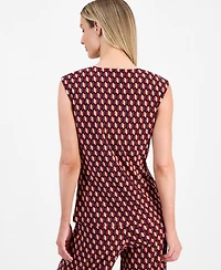Anne Klein Women's Printed Cowlneck Sleeveless Top