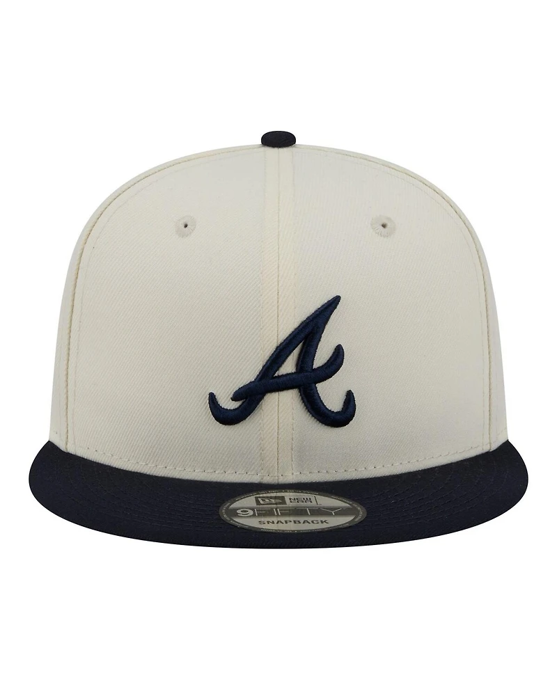 New Era Men's Cream/Navy Atlanta Braves Localized 9FIFTY Snapback Hat