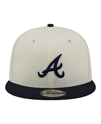 New Era Men's Cream/Navy Atlanta Braves Localized 9FIFTY Snapback Hat