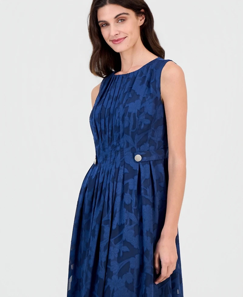Anne Klein Women's Pleated-Front Button-Tab A-Line Dress