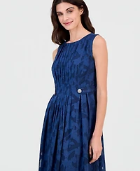 Anne Klein Women's Pleated-Front Button-Tab A-Line Dress