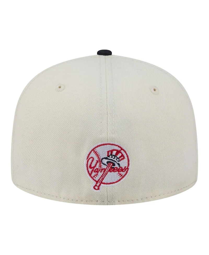 New Era Men's Cream York Yankees Two-Tone Stitch 59FIFTY Fitted Hat
