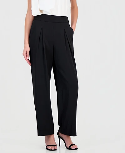 Anne Klein Women's Pull-On High-Rise Pleated Pants