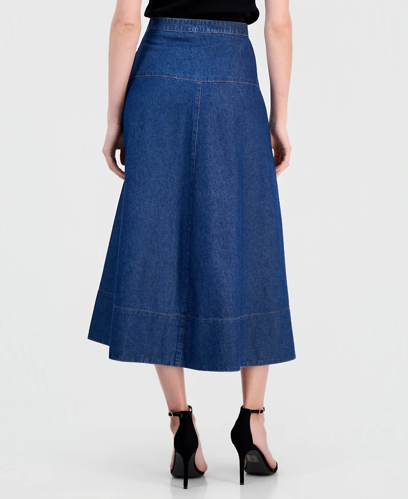 Anne Klein Women's Button-Front Denim Midi Skirt