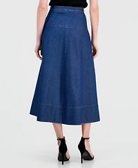 Anne Klein Women's Button-Front Denim Midi Skirt
