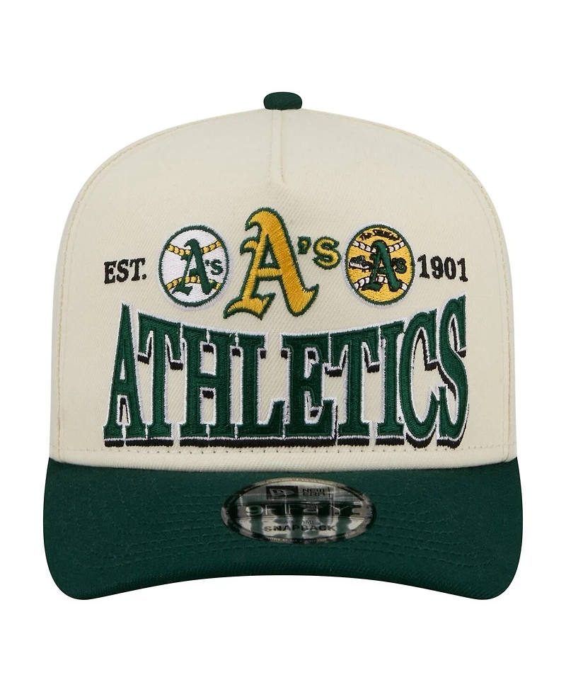 New Era Men's Cream Oakland Athletics Throwback Tri-Hit A-Frame 9FIFTY Adjustable Hat