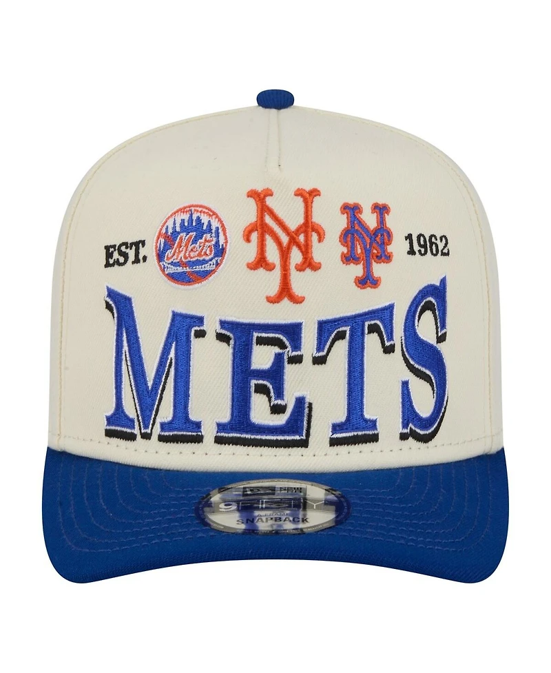 New Era Men's Cream New York Mets Throwback Tri-Hit A-Frame 9FIFTY Adjustable Hat