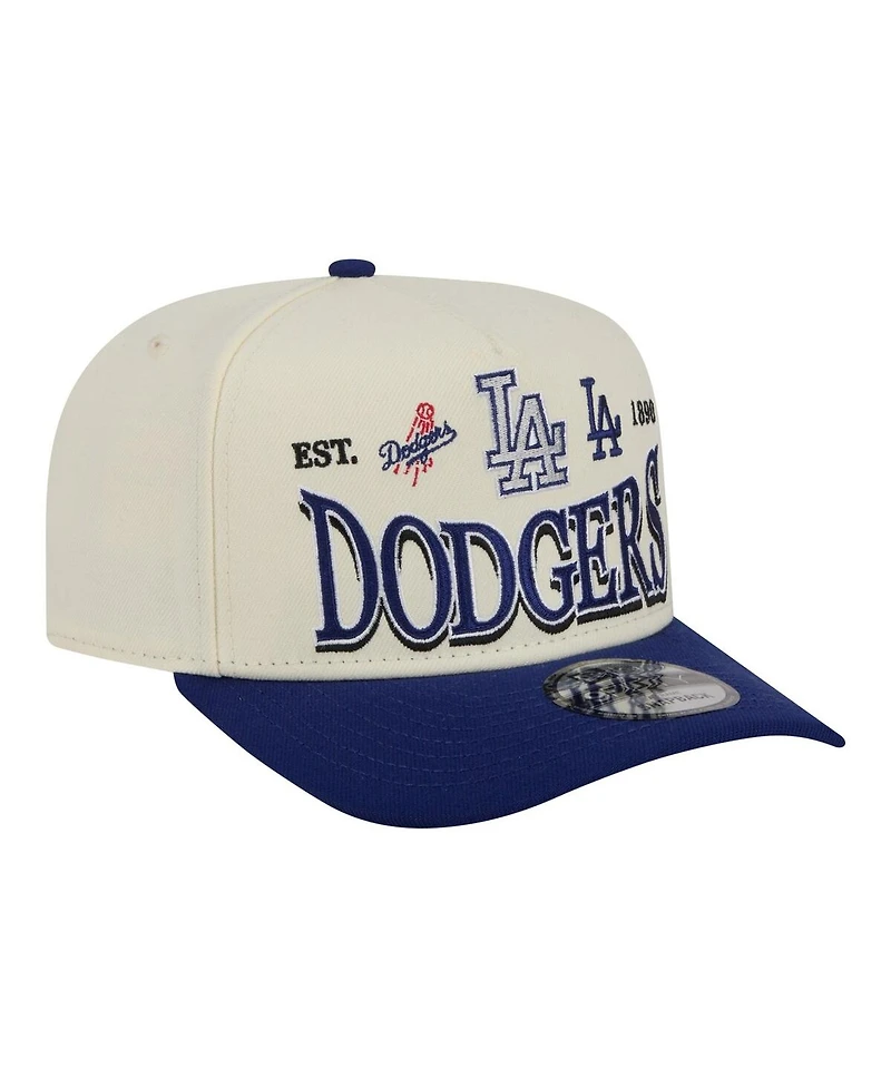New Era Men's Cream Los Angeles Dodgers Throwback Tri-Hit A-Frame 9FIFTY Adjustable Hat