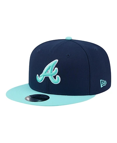 New Era Men's Navy/Turquoise Atlanta Braves Two-Tone Color Pack 9FIFTY Snapback Hat