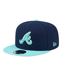 New Era Men's Navy/Turquoise Atlanta Braves Two-Tone Color Pack 9FIFTY Snapback Hat