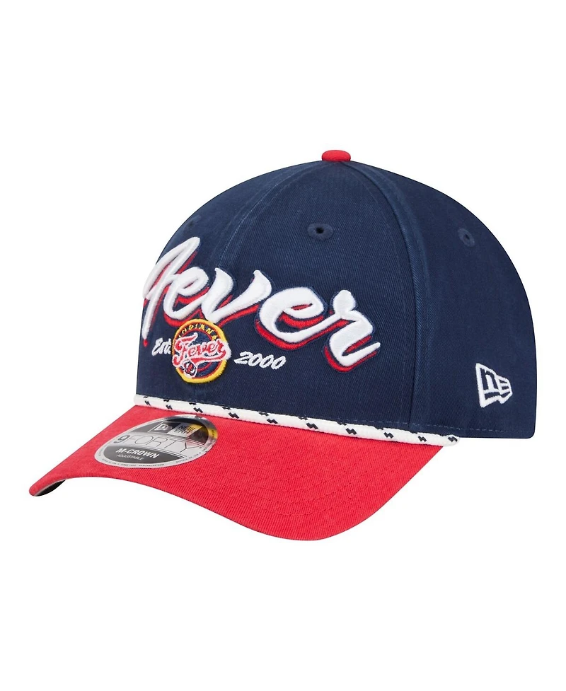 New Era Men's and Women's Navy/Red Indiana Fever Team Loyal Script Two-Tone M-Crown 9FORTY Adjustable Hat
