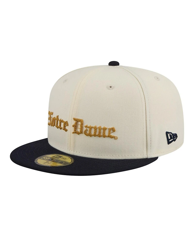 New Era Men's Cream/Navy Notre Dame Fighting Irish Two-Tone Script 59FIFTY Fitted Hat