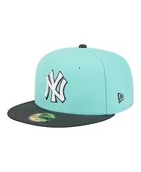 New Era Men's Turquoise/Charcoal York Yankees Two-Tone Color Pack 59FIFTY Fitted Hat