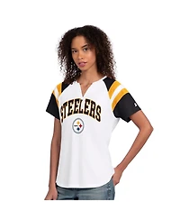 Starter Women's White Pittsburgh Steelers Game On Notch Neck T-Shirt