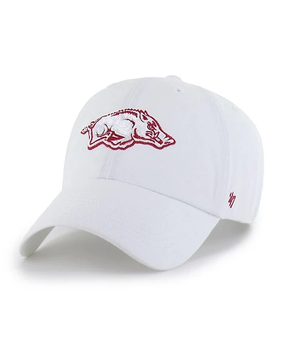 '47 Brand Men's White Arkansas Razorbacks Clean Up Adjustable Hat