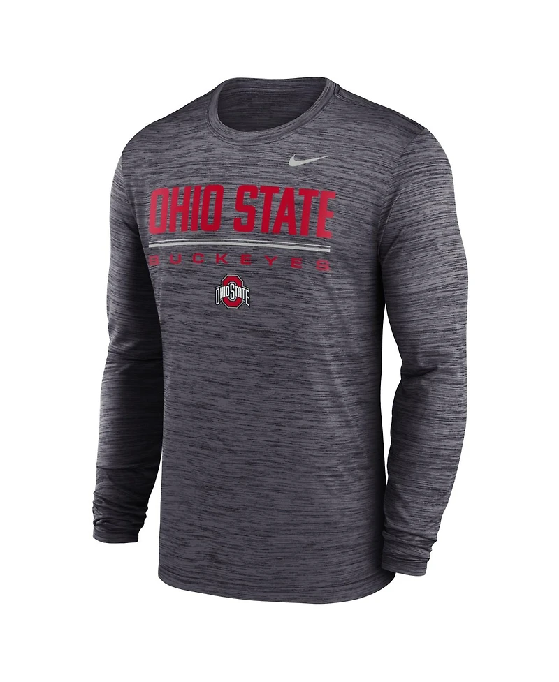 Nike Men's Black Ohio State Buckeyes Sideline Velocity Dri-fit Long Sleeve T-Shirt