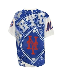 Outerstuff Big Boys and Girls Cream New York Mets League Top Player Bold All-Over-Print T-Shirt