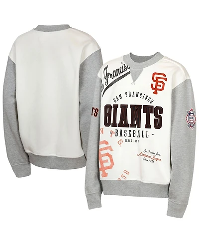 Outerstuff Big Boys and Girls Cream/Gray San Francisco Giants League Power Hit Fleece Sweatshirt