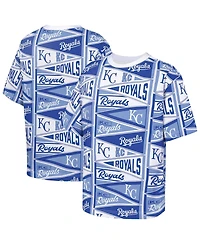 Outerstuff Big Boys and Girls Blue Kansas City Royals All-Over Pennant T-Shirt