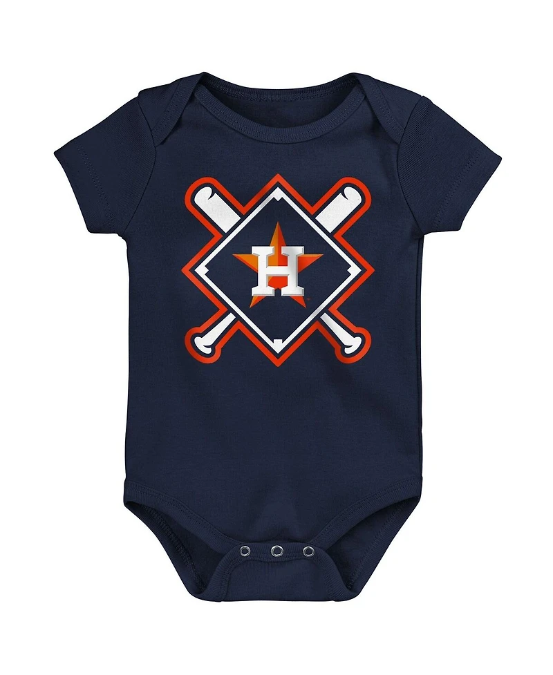 Outerstuff Baby Boys and Girls 3-Pack Houston Astros Home Plate Creeper Set