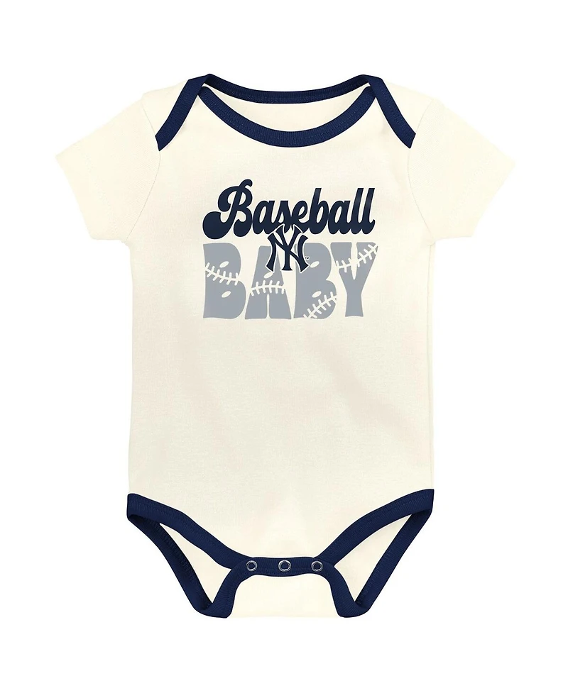 Outerstuff Baby Boys and Girls New York Yankees Home Team 3-Pack Bodysuit Set