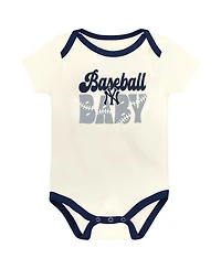 Outerstuff Baby Boys and Girls New York Yankees Home Team 3-Pack Bodysuit Set