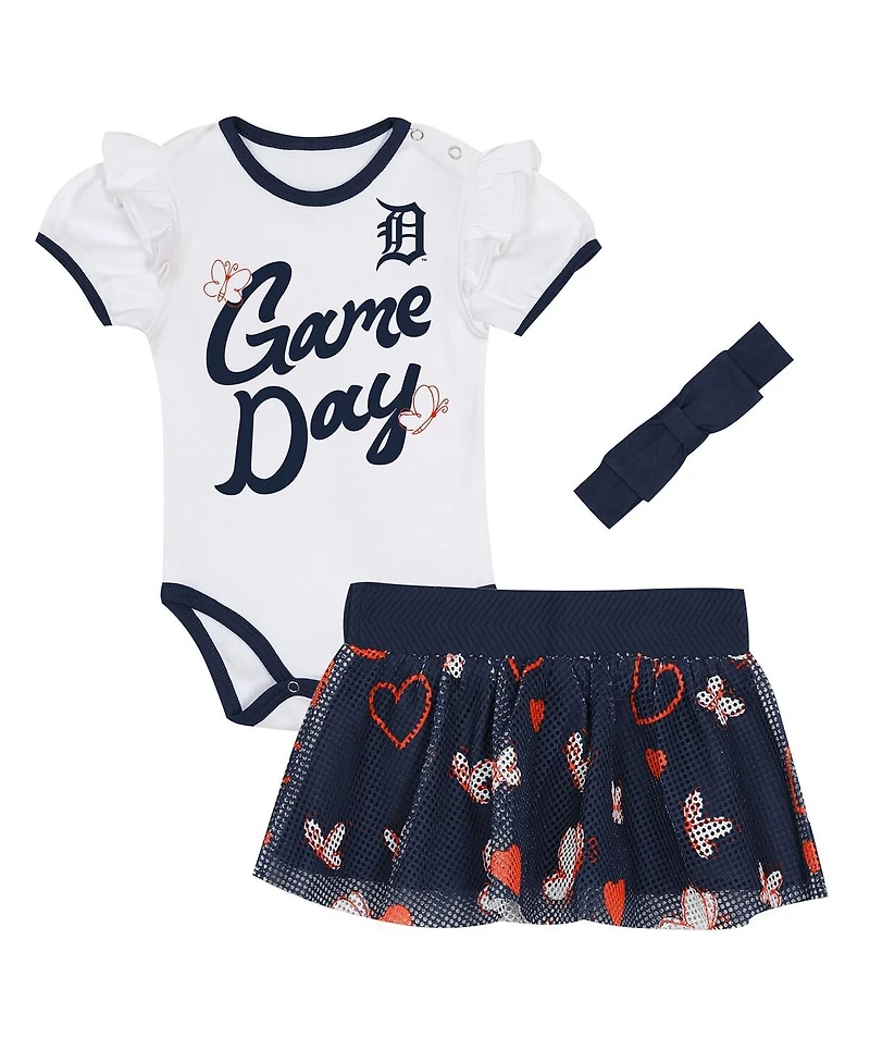 Outerstuff Baby Girls 3-Piece Detroit Tigers Bodysuit, Headband and Skirt Set