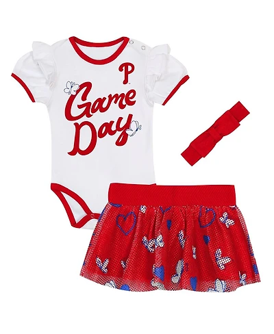 Outerstuff Baby Girls 2-Piece Philadelphia Phillies Bodysuit, Headband and Skirt Set
