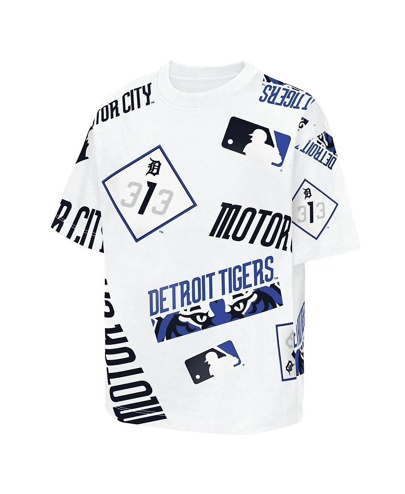 Outerstuff Big Boys and Girls White Detroit Tigers Circus Catch T-Shirt