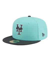New Era Men's Turquoise/Charcoal York Mets Two-Tone Color Pack 59FIFTY Fitted Hat