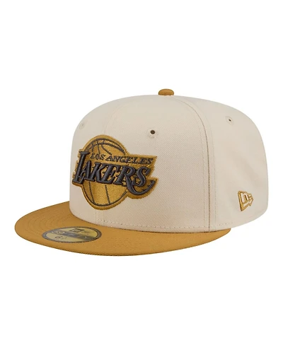 New Era Men's Cream/Tan Los Angeles Lakers Two-Tone Color Pack 59FIFTY Fitted Hat