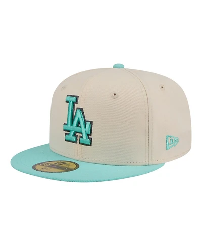 New Era Men's Light Beige/Turquoise Los Angeles Dodgers Two-Tone Color Pack 59FIFTY Fitted Hat
