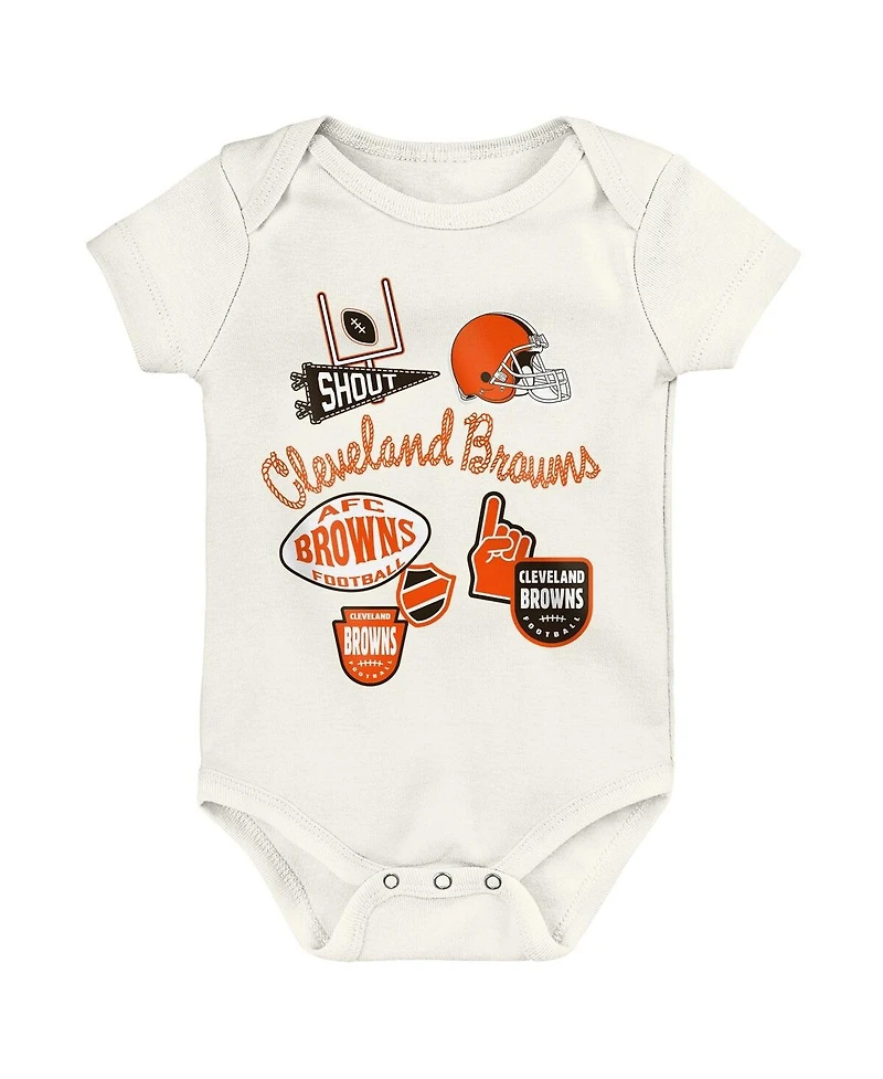 Outerstuff Baby Boys and Girls 3-Pack Cleveland Browns Littlest Player Bodysuit Set