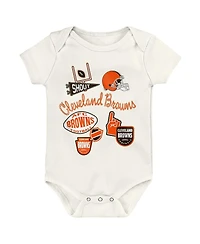 Outerstuff Baby Boys and Girls 3-Pack Cleveland Browns Littlest Player Bodysuit Set