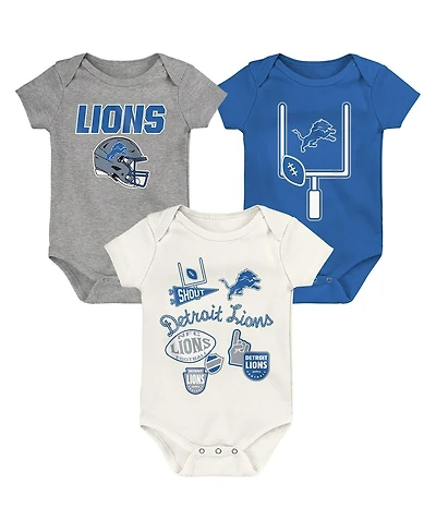 Outerstuff Baby Boys and Girls 3-Pack Detroit Lions Littlest Player Bodysuit Set